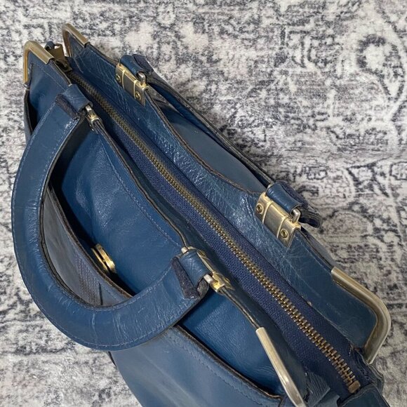 Vintage Phillipe Cordovan Leather Mini Attache Bag in Blue - Picture 6 of 9